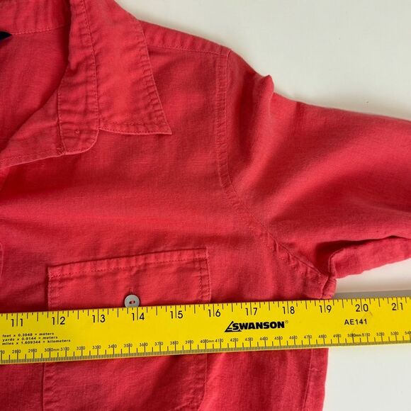 Max Edition Tie Front Button Down Linen Blend Convertible Sleeve Shirt S - Picture 5 of 7